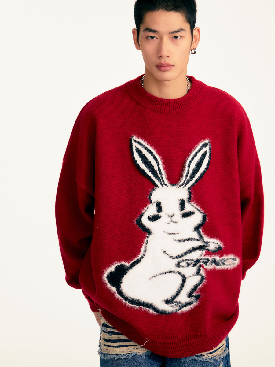 [ROMANTIC CROWN]★24FW★韓国人気★ROMANTIC BUNNY CREWNECK Rabbit Knit Sweater – GRKC PRAY®