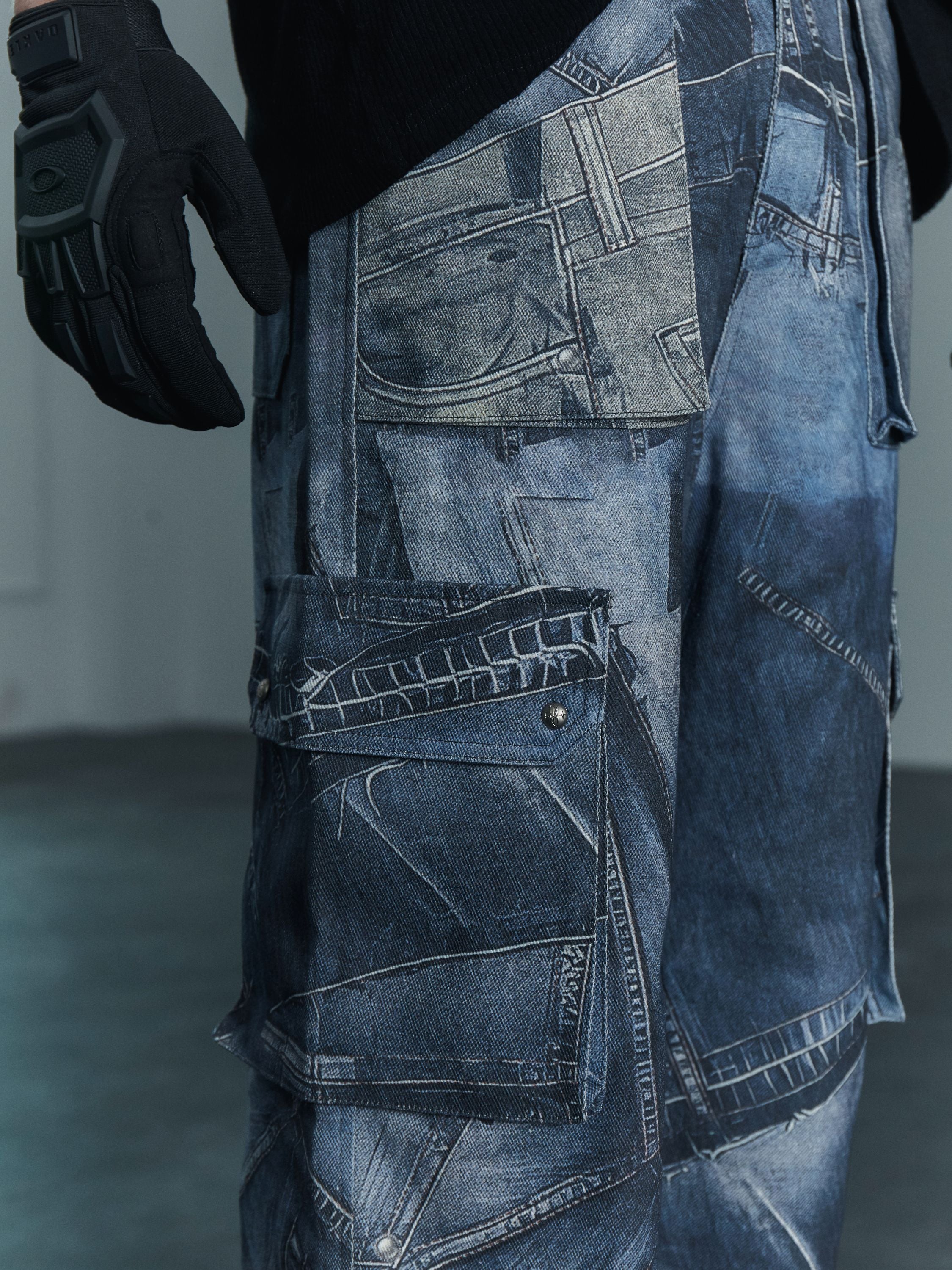 【DISCERNMENT】Frankette dekki cut cargo denim pants Fracture Cargo Denim – GRKC PRAY®